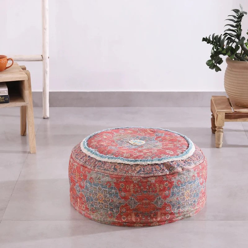 Handmade Crafted Round Ottoman Cover