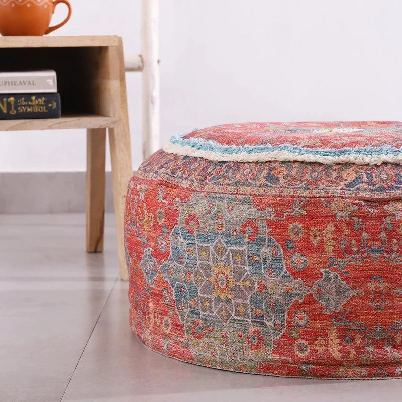 Handmade Crafted Round Ottoman Cover