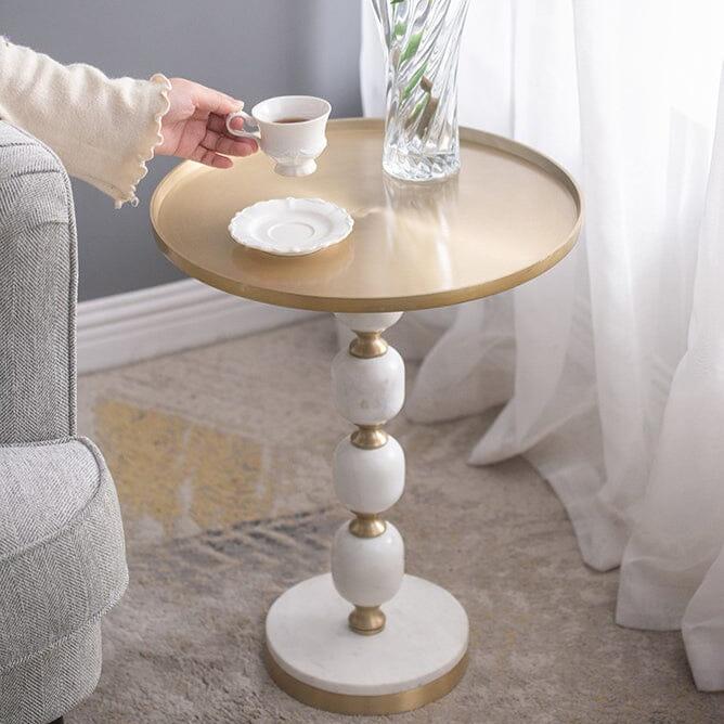 Handmade Jesicca Marble & Aluminum Side Table