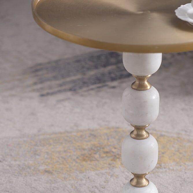 Handmade Jesicca Marble & Aluminum Side Table