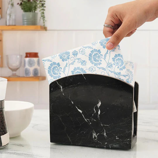 Handmade Marble Napkin Holder - Black