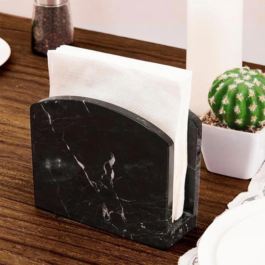 Handmade Marble Napkin Holder - Black