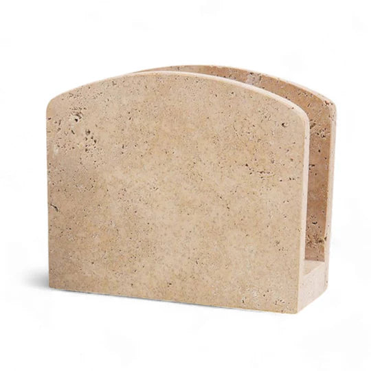 Handmade Marble Napkin Holder - Travertine