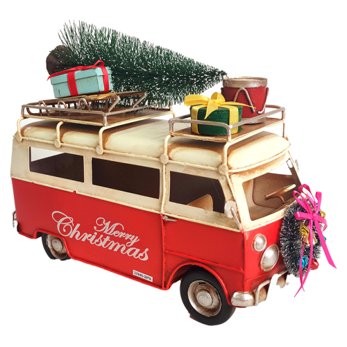 Handmade Metal Christmas Van with Tree - 26cms