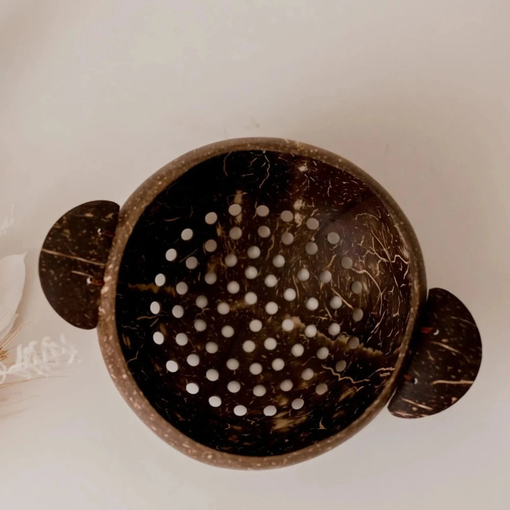 Handmade Open-Ended Coconut Colander