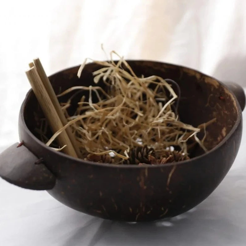 Handmade Open-Ended Coconut Colander