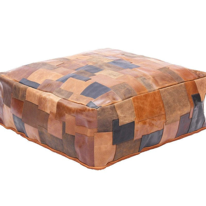 Handmade Patchwork Ottoman Cover - Rusty