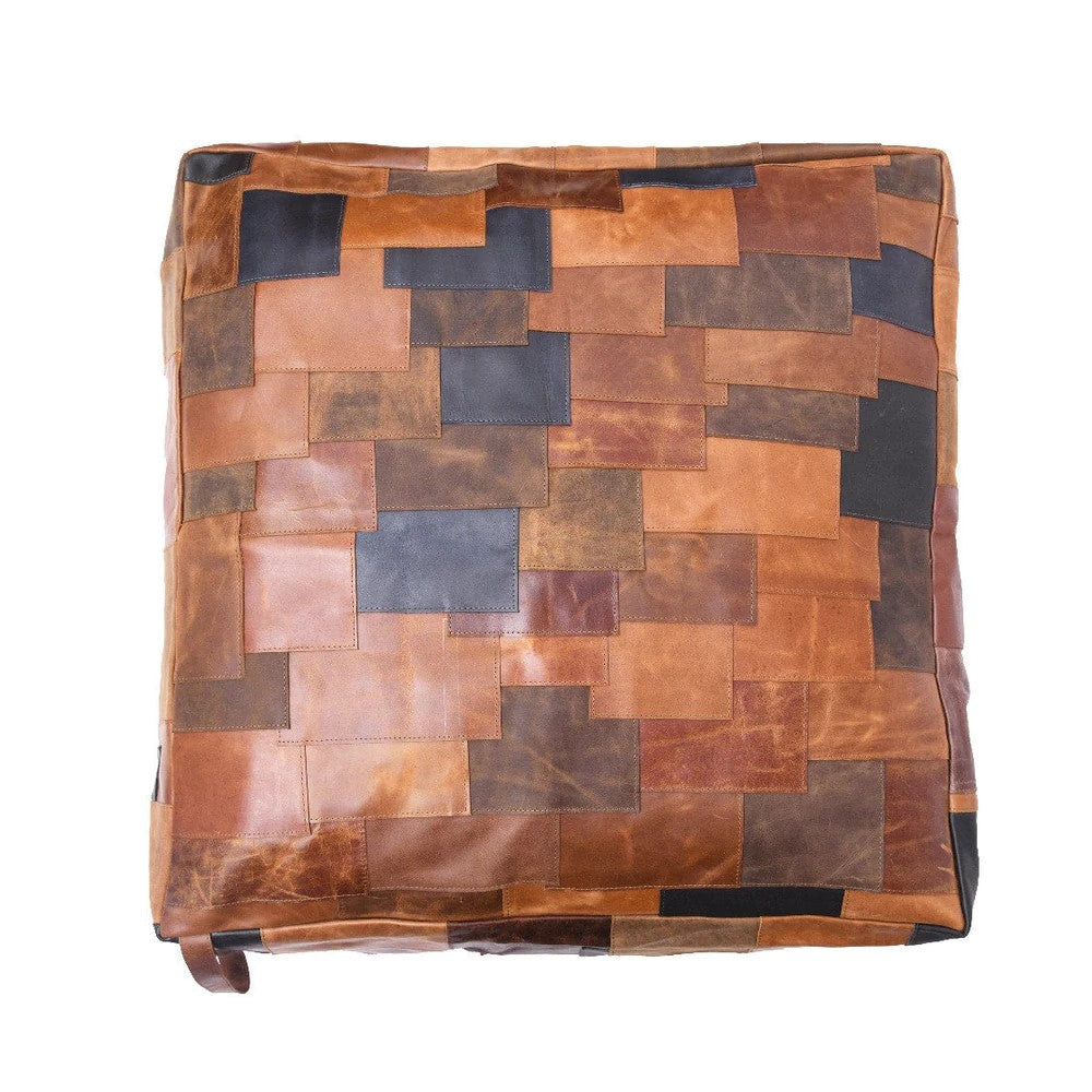 Handmade Patchwork Ottoman Cover - Rusty