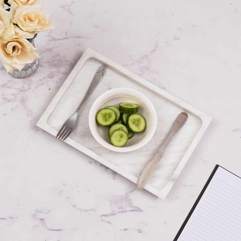 Handmade Rectangle Marble Serving Tray (Available in 2 Colors)