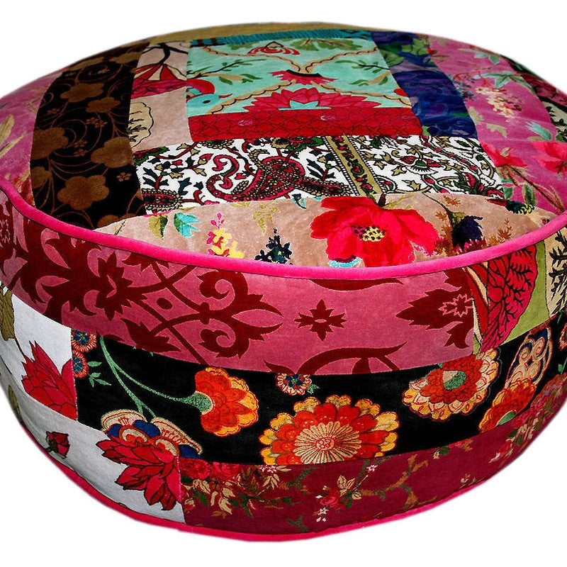 Handmade Velvet Patchwork Ottoman Cover