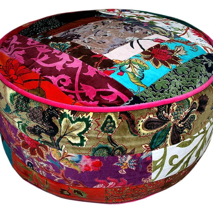 Handmade Velvet Patchwork Ottoman Cover