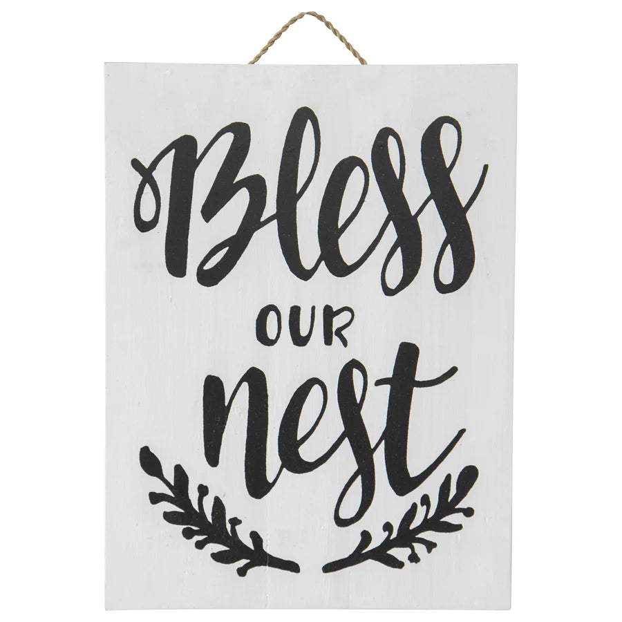 Handmade Wooden Sign Wall Decor 'Bless Our Nest'