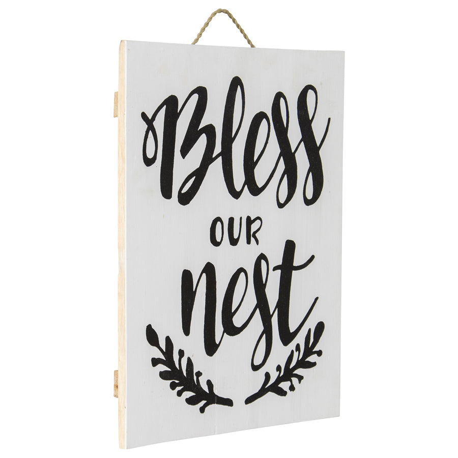 Handmade Wooden Sign Wall Decor 'Bless Our Nest'