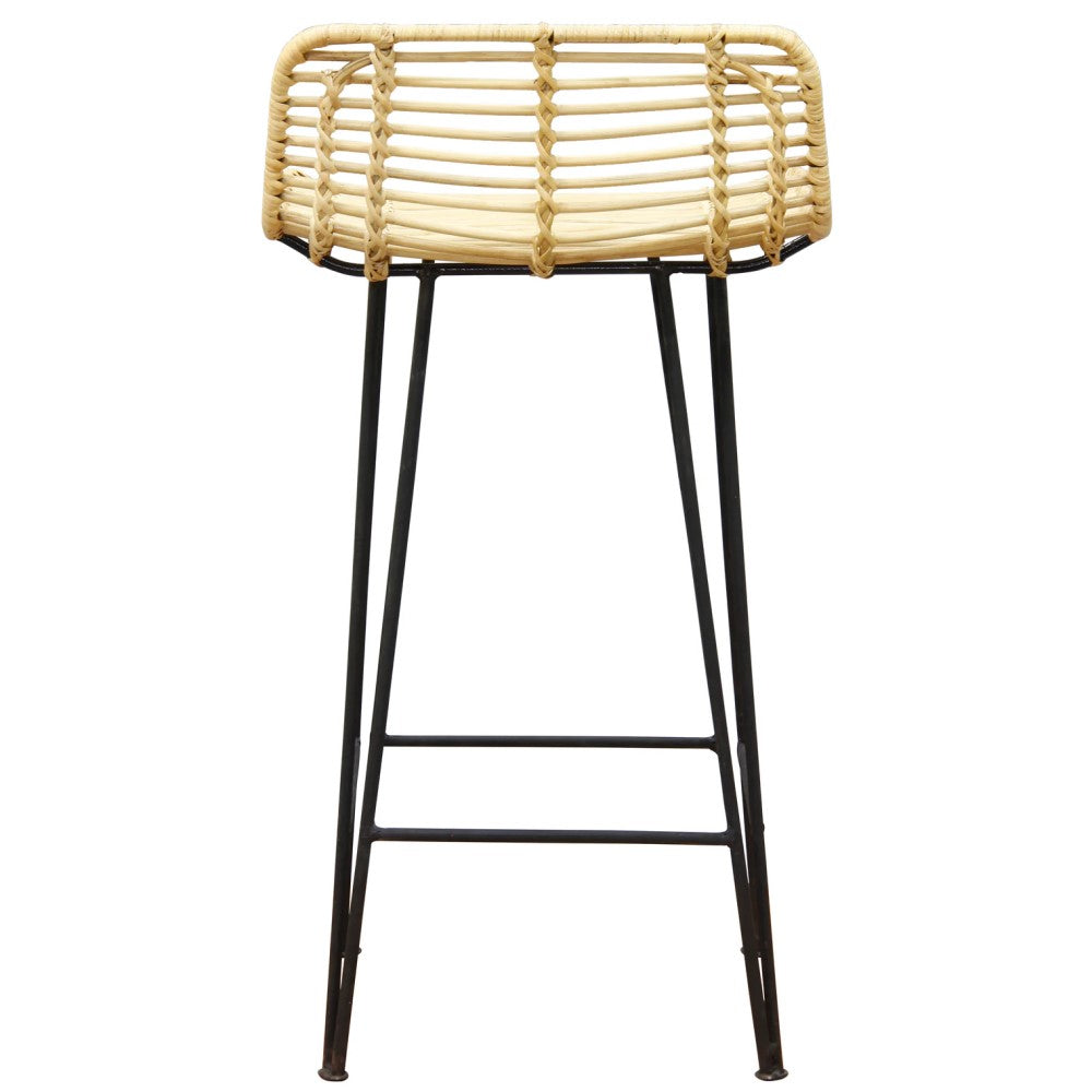 Handwoven Haven Natural Rattan Stool