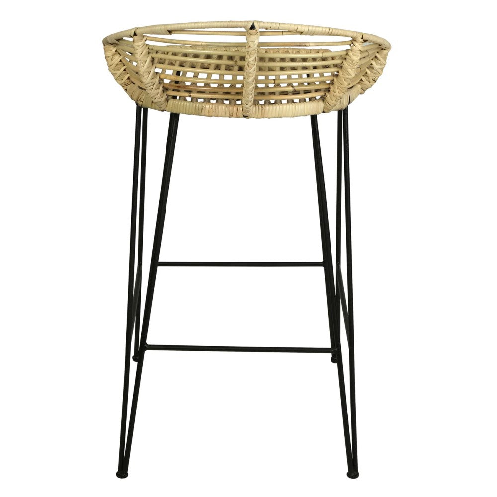 Handwoven Rounded Rattan Bar Stool