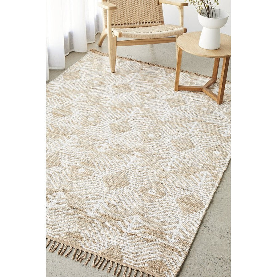 Handwoven Textured Bodhi Rosa Natural Rug - 225 x 155cms