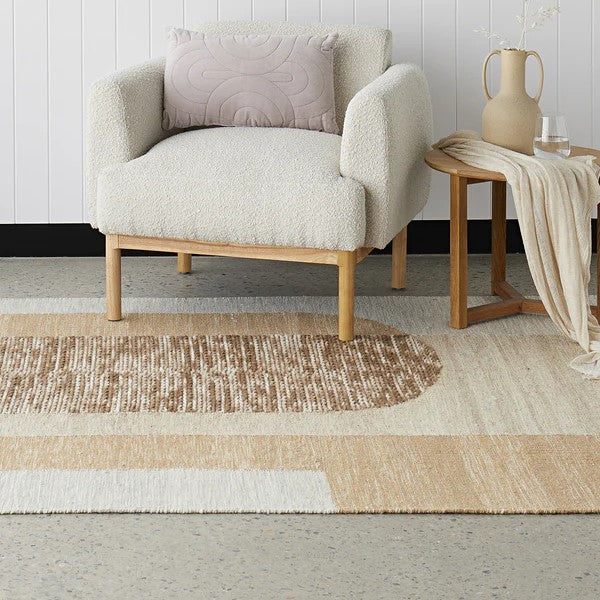 Handwoven Textured Summit Orb Toffee Rug - 330x240cms