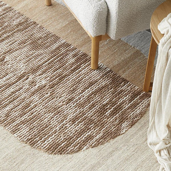 Handwoven Textured Summit Orb Toffee Rug - 330x240cms