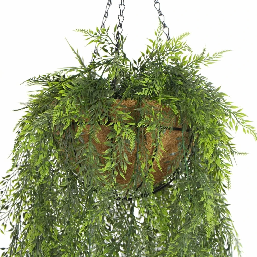 Hanging Artificial Fern Foliage Hanging Basket 135cm