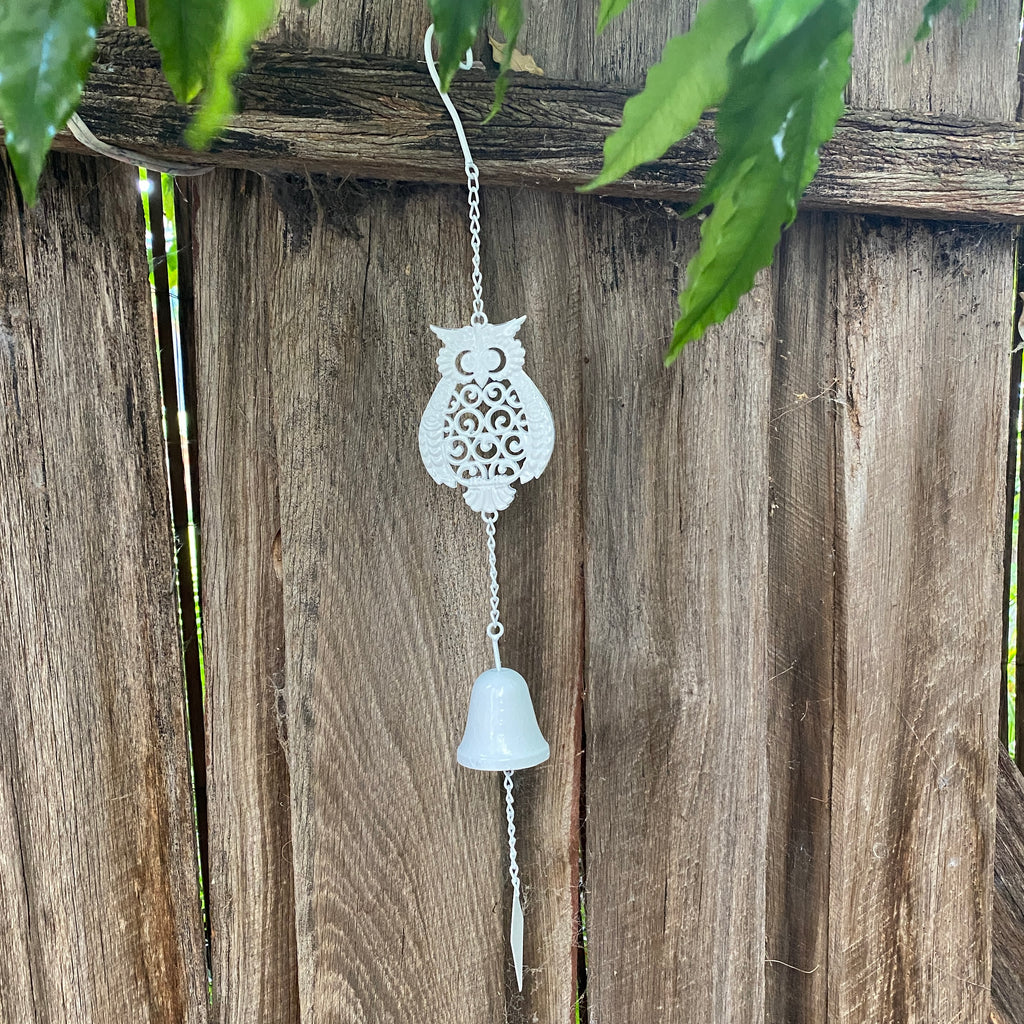 Hanging Bell Owl Delight - White