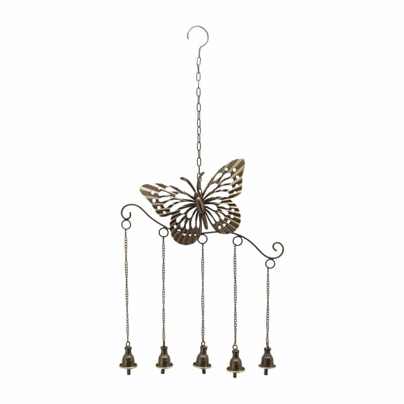 Hanging Butterfly Mobile with 5 Bells - 35x4x77cms