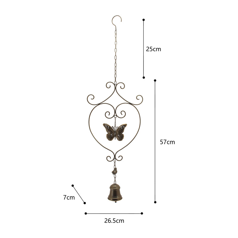 Hanging Butterfly with Bird + Bell - 27x7x89cms