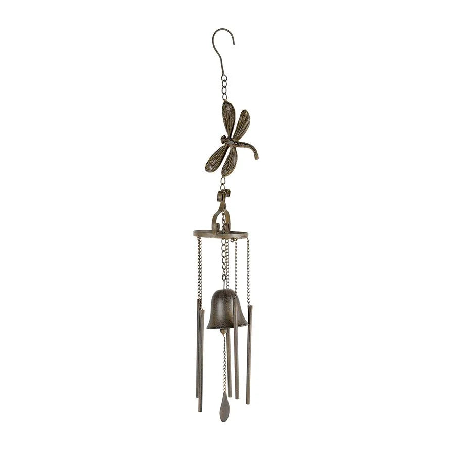 Hanging Cast-Iron Dragonfly Chimes with Bell