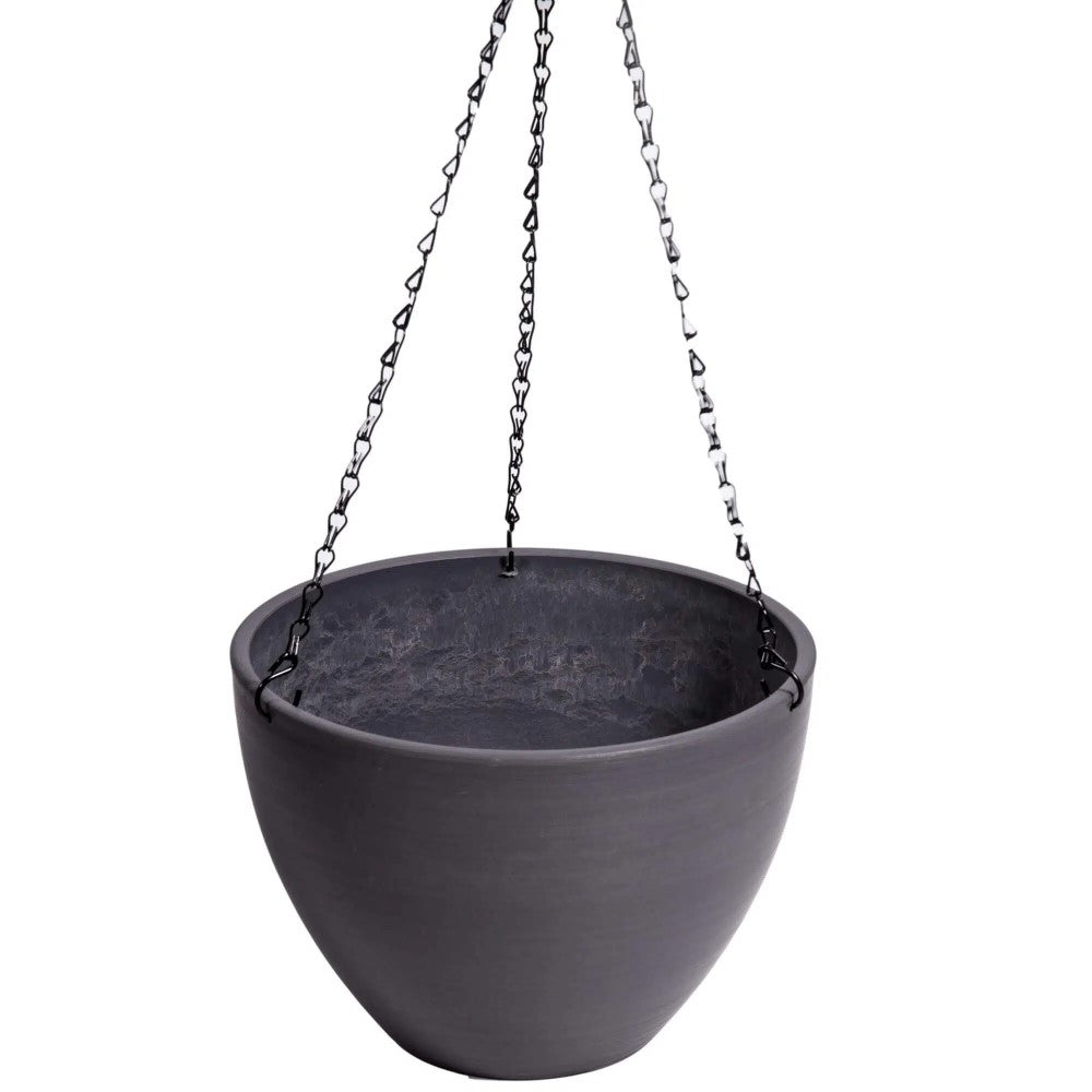 Hanging Grey Plastic Pot With Chain 30cms