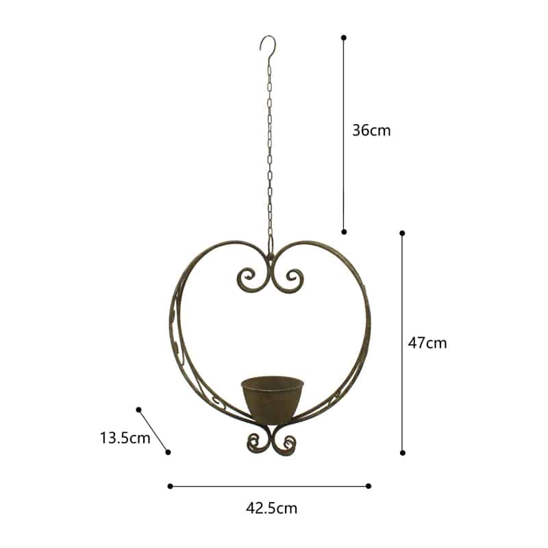 Hanging Heart Planter/Birdfeeder - 42x13x47cms