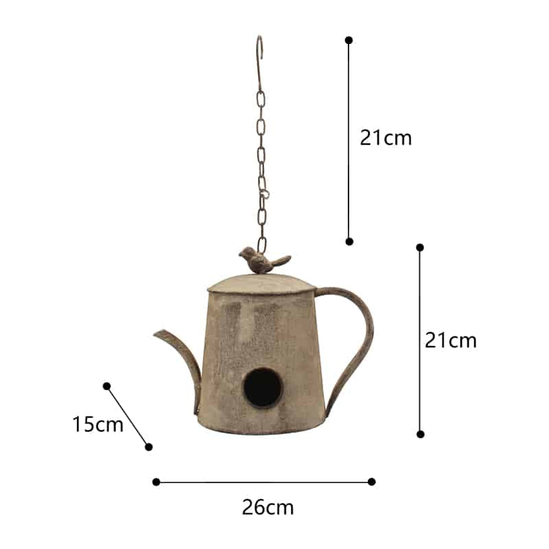 Hanging 'Antique Watering Can' Bird House - 26x15x21cms