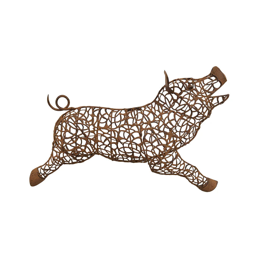 Happy Hog Pig Wire Wall Decor 49.5cms