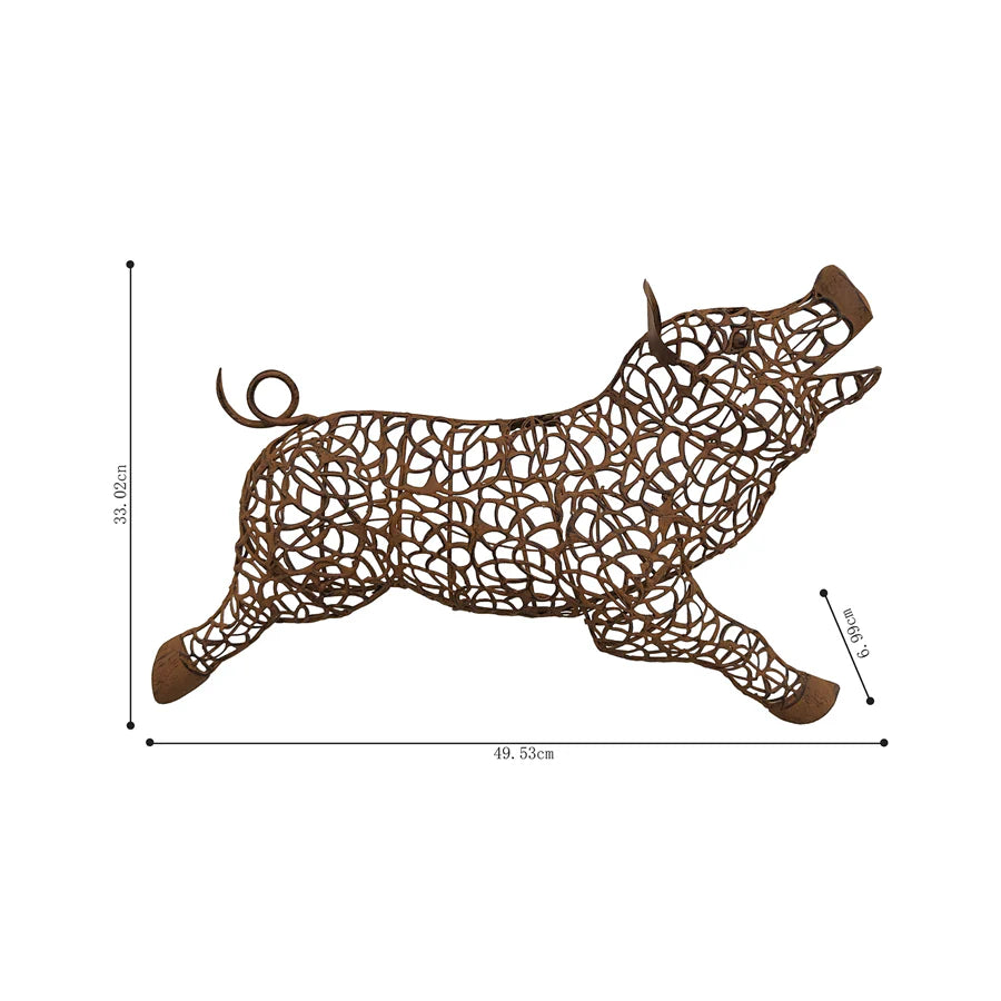 Happy Hog Pig Wire Wall Decor 49.5cms