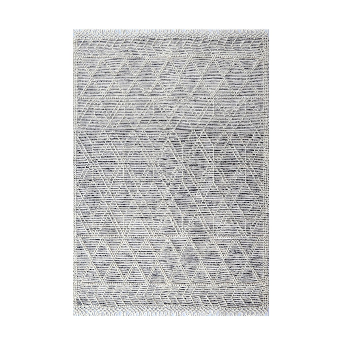 Harmony Geometric Pattern Woolen Rug - Black (Available in 4 Sizes)