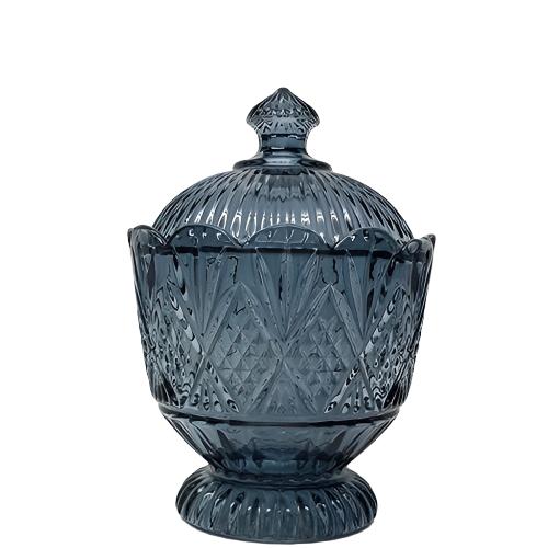 Harrod Crystal Diamond Embossed Pattern Glass Jar - Available in 4 Colors