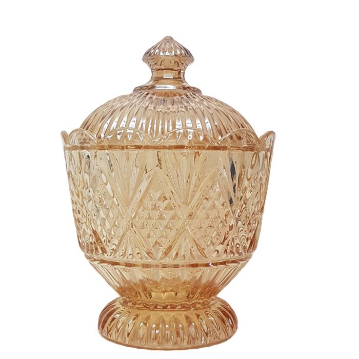 Harrod Crystal Diamond Embossed Pattern Glass Jar - Available in 4 Colors