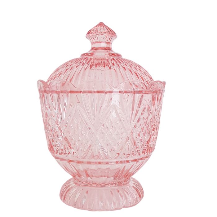 Harrod Crystal Diamond Embossed Pattern Glass Jar - Available in 4 Colors