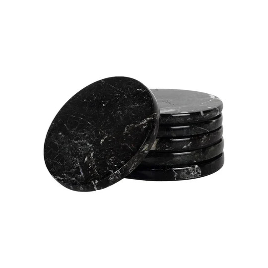 Heavy Marble Round Coasters - Black