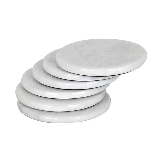 Heavy Marble Round Coasters - White