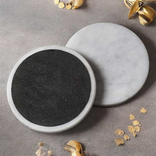 Heavy Marble Round Coasters - White