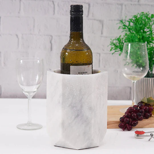 Hexagon Marble Wine Chiller - White