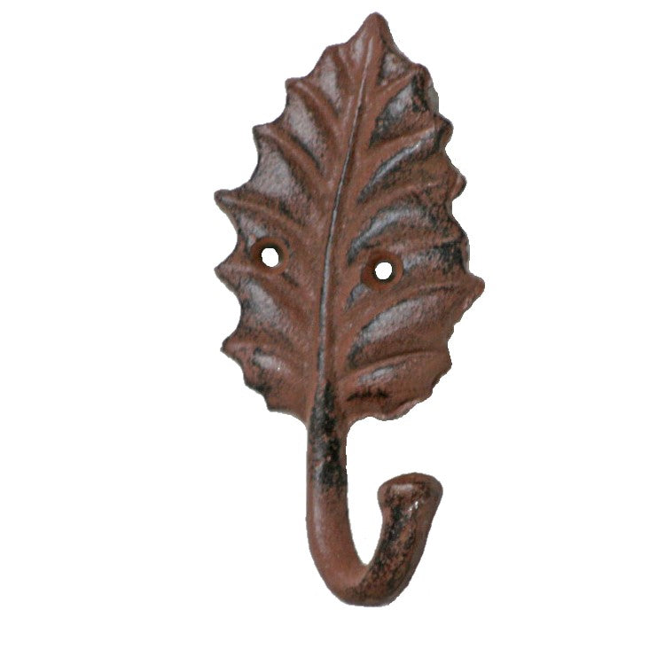 Holly Leaf Single Hook Cast Iron Wall Hanging