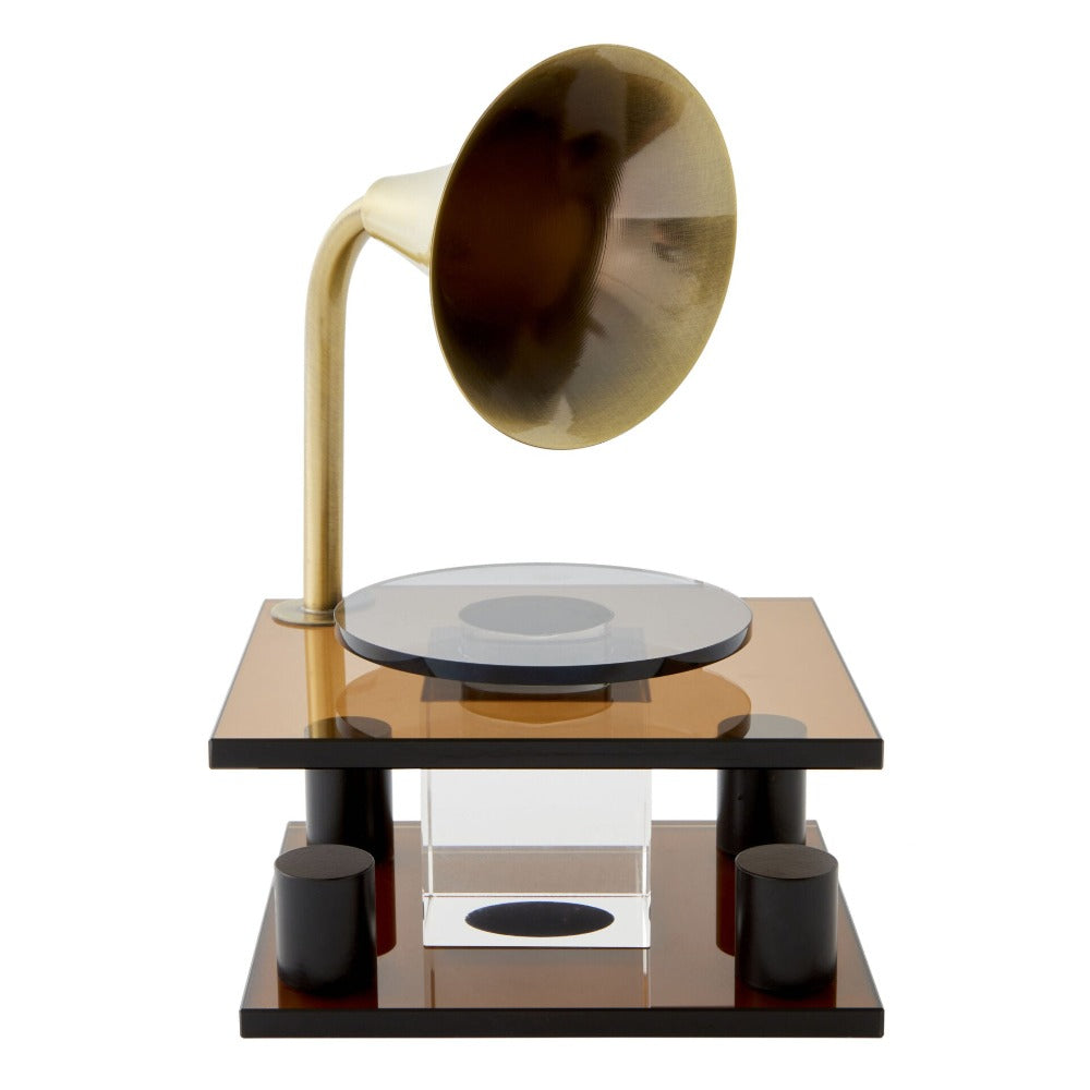 Home Decor Accent Crystal Gramophone - Brown