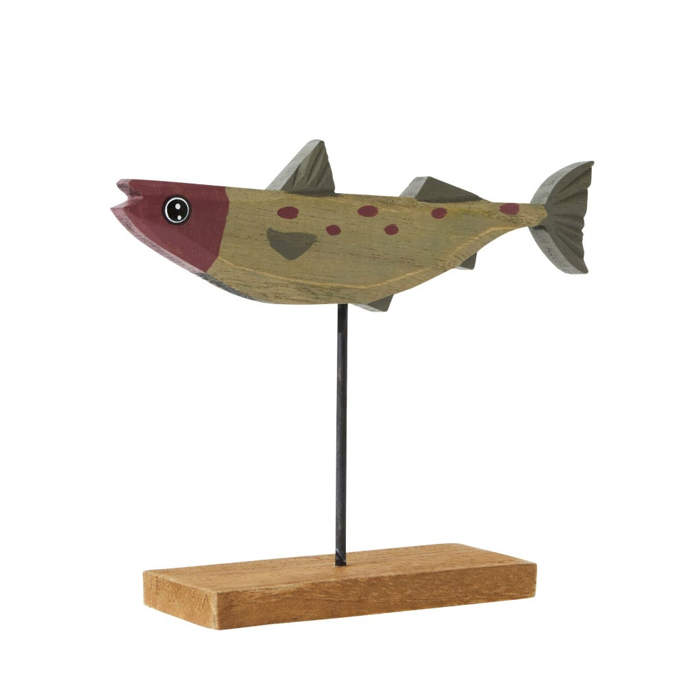 Home Decor Accent Wood Fish Statue - Grey