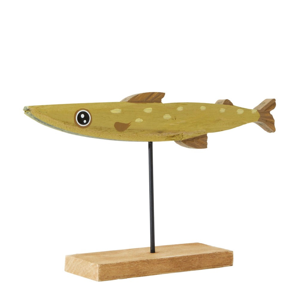 Home Decor Accent Wood Fish Statue - Yellow