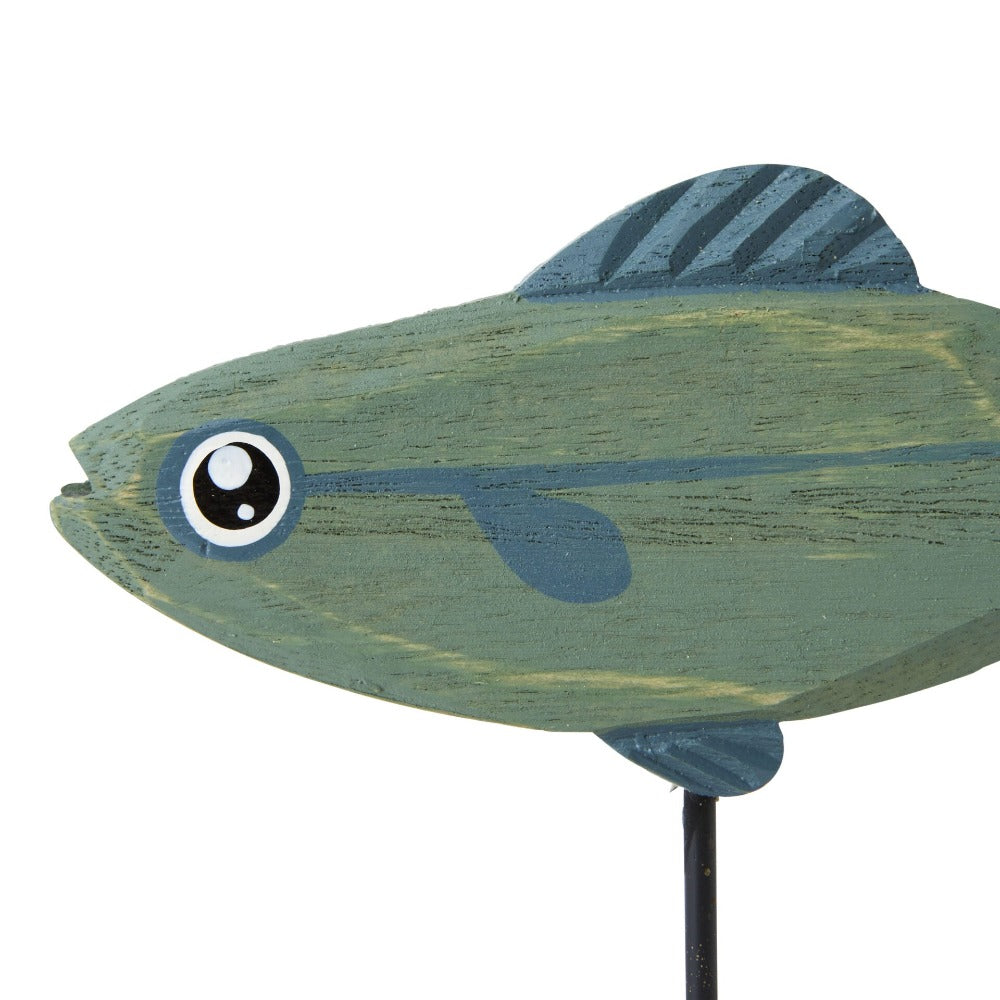 Home Decor Accent Wood Fish Statue - Blue