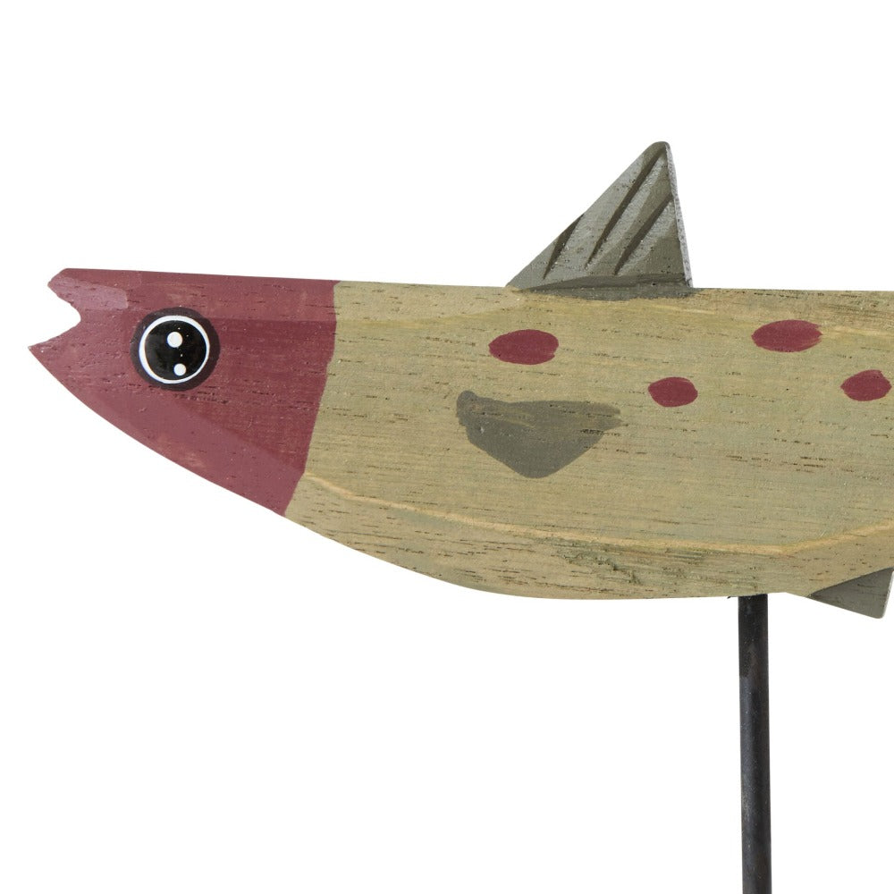 Home Decor Accent Wood Fish Statue - Grey