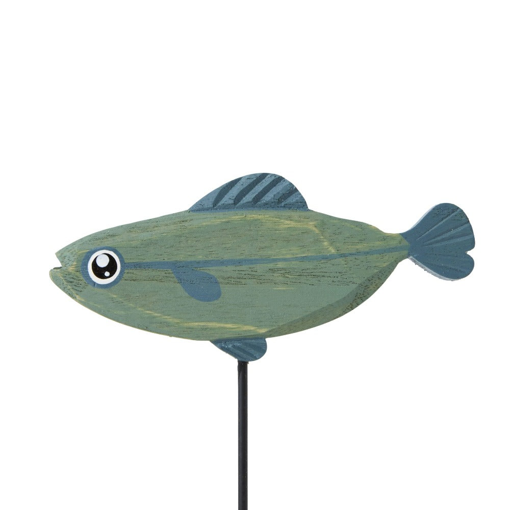 Home Decor Accent Wood Fish Statue - Blue