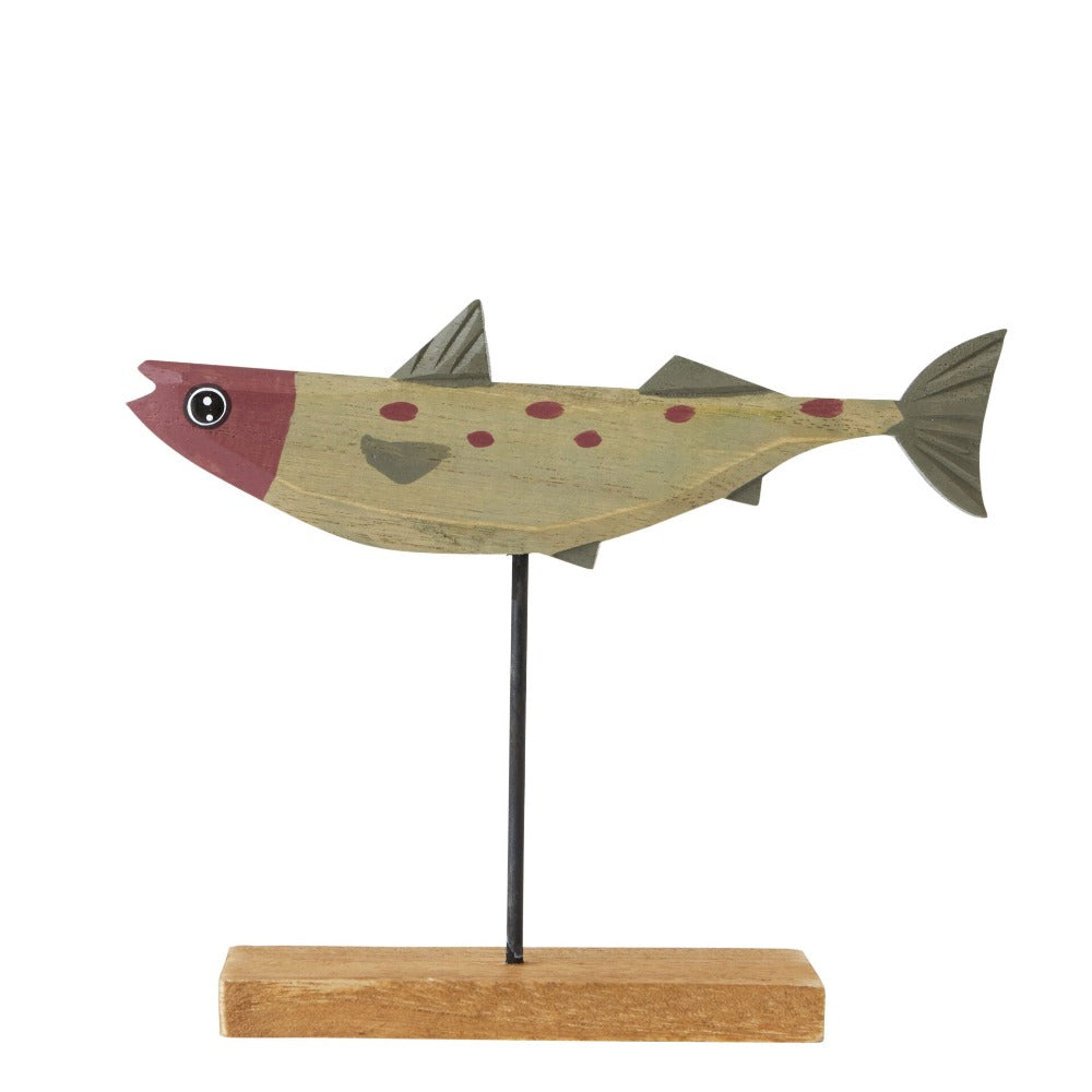 Home Decor Accent Wood Fish Statue - Grey