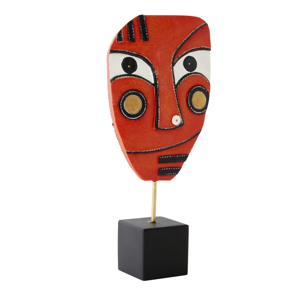 Home Decor Whimsical Accent Wooden Mask Statue