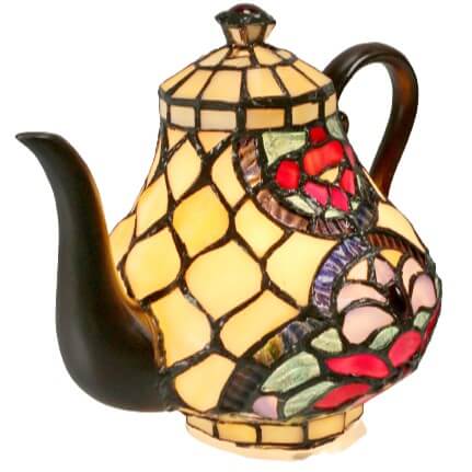 Honeycomb Teapot Tiffany Stained Glass Table Lamp